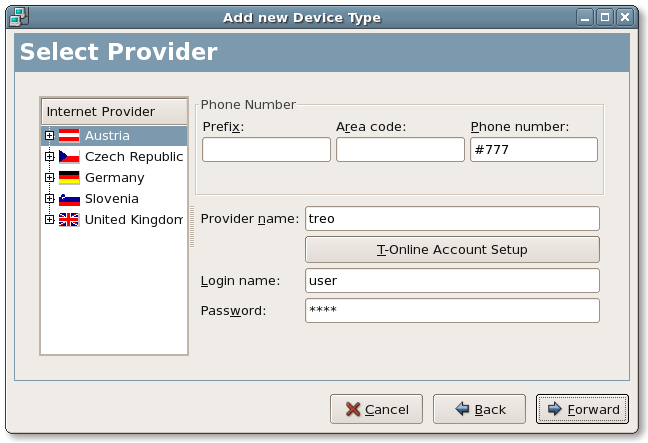 Connection properties dialog